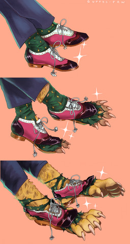 after_transformation ambiguous_anthro ambiguous_gender anthro bottomwear claw_growth claws clothing dress_shoes faceless_character feet foot_shot footwear fur fur_growth growth human_to_anthro mid_transformation orange_background pants paw_transformation pawpads paws shoes simple_background socks solo species_transformation toe_claws torn_clothing torn_footwear torn_shoes torn_socks transformation transformation_sequence yellow_body yellow_fur guppys-paw mythology canid canine canis human mammal mythological_canine mythological_creature werecanid werecanine werecreature werewolf wolf absurd_res hi_res male_(lore)