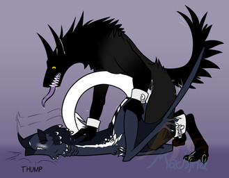 ambiguous_gender ambiguous_penetrated anthro bestiality black_tail blue_body blush bodily_fluids chain claws clenched_teeth colored_cum cum doggystyle dominant dominant_male duo ears_back eyes_closed feather_tuft feathers feet feral from_behind_position fur fur_tuft genital_fluids grey_body horn leaning leaning_forward logo long_neck long_tail male male/ambiguous male_penetrating male_penetrating_ambiguous markings membrane_(anatomy) membranous_wings motion_lines nude onomatopoeia orange_eyes penetration pinned pivoted_ears purple_cum purple_tongue pushed_down raised_tail rough_sex sex shackled_ankles shackled_wrists sharp_teeth simple_background sound_effects tail teeth text tongue touching_neck tuft unusual_bodily_fluids unusual_cum unusual_genital_fluids wet_tongue white_blush white_claws white_markings white_tail wing_grab wings ars_machina mythology anz'so-shoatu-t'sun-sunani holt_(ars_machina) dragon mythological_creature mythological_scalie scalie shadow_creature 2026 absurd_res artist_logo flat_colors hi_res trans_(lore) trans_man_(lore)