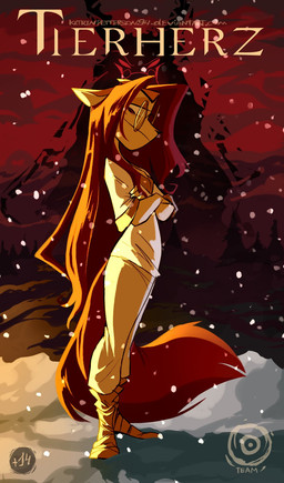 anthro boots bottomwear clothing crossed_arms detailed_background eyewear female footwear fur glasses hair light light_body light_fur long_hair long_tail looking_aside looking_down pants pointy_ears red_body red_fur red_hair shirt shoes side_view snow solo tail topwear wearing_glasses marcie_montis mirime ambiguous_species felid feline mammal digital_drawing_(artwork) digital_media_(artwork) hi_res lighting