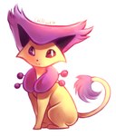 ambiguous_gender feral fur purple_body purple_fur simple_background sitting solo white_background yellow_body yellow_fur spacecolonie nintendo pokemon delcatty felid generation_3_pokemon mammal pokemon_(species) 2014 hi_res