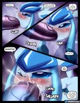 2022 big_penis bodily_fluids comic cum cum_in_mouth cum_inside dialogue duo eeveelution english_text fellatio feral generation_4_pokemon genital_fluids genitals glaceon heart_eyes heart_symbol hi_res male male/male modca musk nintendo oral penile penis pokemon pokemon_(species) sex sweat sweaty_genitalia sweaty_penis tears text thought_bubble