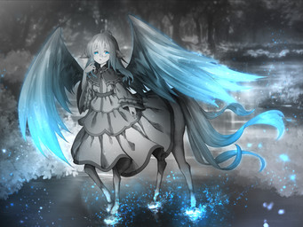 animal_ears blue_eyes clothed clothed_female clothed_taur clothing dress female hair hooves mostly_monochrome quadruped solo tail wings tokorori mythology equid equid_taur equine humanoid_taur mammal mammal_taur mythological_creature mythological_equine pegasus pegasus_taur taur 2026 4:3 full-length_portrait hi_res portrait