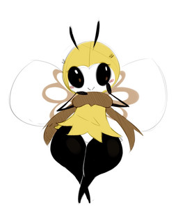 antennae_(anatomy) black_eyes blush female feral insect_wings simple_background smile solo thick_thighs white_background wide_hips wings bulumble-bee nintendo pokemon arthropod generation_7_pokemon insect pokemon_(species) ribombee 2016