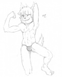 abs anthro bulge clothed clothing emoticon front_view fur grin male muscular muscular_anthro muscular_male skimpy smile solo speedo swimwear topless smekbo latchkey_kingdom lenny_face joeseph_kenner eno yuman digital_media_(artwork) meme monochrome