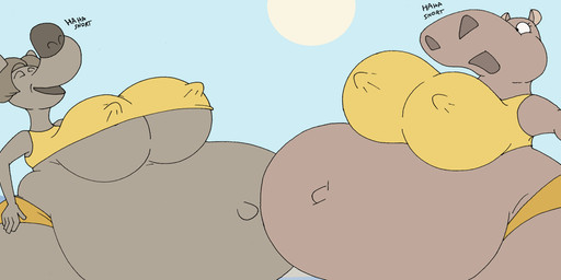 anthro belly big_belly big_breasts big_nose bottomwear breasts clothing duo eyes_closed female fur grey_body grey_fur grey_hair hair huge_belly huge_breasts hyper hyper_belly hyper_pregnancy navel nipple_outline outie_navel overweight overweight_anthro overweight_female pregnant pregnant_anthro pregnant_female snorting text thick_thighs topwear virus-20 dreamworks hotel_transylvania madagascar_(series) mythology gloria_(madagascar) wanda_werewolf canid canine common_hippopotamus hippopotamid mammal mythological_canine mythological_creature werecanid werecanine werecreature werewolf 2024 digital_media_(artwork) english_text hi_res