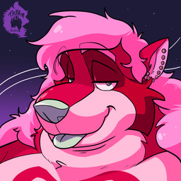 ambiguous_gender anthro cosmic_background looking_at_viewer obese obese_anthro overweight overweight_anthro space space_background tongue tongue_out thekinkybear canid canine mammal raccoon_dog tanuki 1:1 absurd_res bust_portrait hi_res icon portrait
