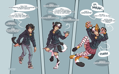 5_fingers bell bell_collar black_hair bottomwear clothed clothing collar crossdressing digitigrade fingers hair hoodie male pants pawpads pink_pawpads skirt solo spontaneous_felinization_syndrome tail text topwear transformation hukeng cc-by-nc-sa creative_commons animal_humanoid cat_humanoid felid felid_humanoid feline feline_humanoid humanoid mammal mammal_humanoid tailed_humanoid english_text