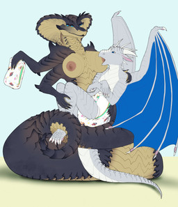 4_arms 4_eyes anthro apode breastfeeding breasts clothed clothing coiling cradling diaper dominant dominant_female duo female hand_on_shoulder legless male male/female multi_arm multi_eye multi_limb nipples non-mammal_breasts serpentine snake_hood wearing_diaper wings fetish-art_(artist) mythology draconcopode dragon mythological_creature mythological_scalie naga reptile scalie snake hi_res