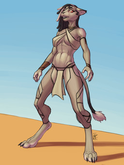 anthro black_hair bottomwear bracelet breasts clothed clothing dreadlocks ear_piercing female fur hair jewelry loincloth navel outside piercing red_sclera solo standing tail teeth ldr alacra felid lion mammal pantherine 2017 3:4 absurd_res digital_media_(artwork) hi_res