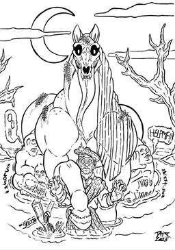 bone bone_imprints bones_in_stomach bottomwear clothing digestion drooling_tongue face_imprint fatal_vore feral feral_pred group gun hand_imprint human_prey imminent_death imminent_vore imprint kilt larger_pred long_tongue muffled_speech multiple_prey oh_crap ranged_weapon rifle scared scotland scottish shaking size_difference skull skull_head swamp tongue vore weapon skianous celtic_mythology european_mythology mythology cryptid equid equine human kelpie mammal mythological_creature mythological_equine absurd_res hi_res monochrome