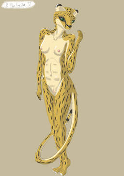 4_toes 5_fingers anthro breasts claws dipstick_ears dipstick_tail ear_markings facial_markings feet female fingernails fingers fur genitals green_eyes head_markings looking_at_hand markings multicolored_body multicolored_ears multicolored_fur nails navel nipples nude nude_anthro nude_female small_breasts solo spots spotted_body spotted_fur spotted_markings standing tail tail_markings toe_claws toes vulva whisker_spots whiskers yellow_body yellow_fur fluxfoxart cheetah felid feline mammal absurd_res digital_media_(artwork) hatching_(art) hi_res shaded signature