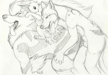 2013 anatomically_correct anatomically_correct_pussy animal_genitalia anthro anthro_on_feral anus arcanine bestiality bisexual canine canine_penis canine_pussy cunnilingus eeveelution female feral from_behind group group_sex interspecies jolteon knotting licking looking_back lying male mammal nintendo on_back oral oral_sex paper_wings penetration penis pokémon poképhilia pussy raised_tail sex sheath sketch spread_legs spreading threesome tongue tongue_out vaginal vaginal_penetration video_games
Rating: Explicit
Score: 14
User: tony311
Date: November 24, 2013