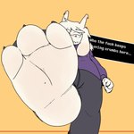 3_toes anthro claws dialogue dialogue_box feet foot_fetish foot_focus foot_play low-angle_view male soles solo toe_claws toes dragotrashcan undertale undertale_(series) asriel_dreemurr 1:1 hi_res