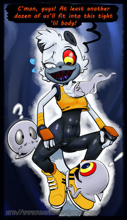 anthro clothing corruption dialogue female female_anthro fur group looking_down navel possession red_sclera sharp_teeth teeth text tight_clothing transformation white_body white_fur yellow_eyes koabao idw_publishing sega sonic_the_hedgehog_(comics) sonic_the_hedgehog_(idw) sonic_the_hedgehog_(series) tangle_the_lemur boo_(sonic) ghost lemur mammal primate ring-tailed_lemur spirit strepsirrhine 2022 english_text hi_res