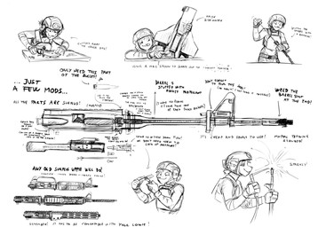 anthro assembly blowtorch breasts bullet cleavage clothed clothing diagram dialogue gun humor knife military_helmet missile ranged_weapon rifle text weapon hladilnik samantha_thott canid canine canis domestic_dog mammal 2025 comic english_text hi_res monochrome sketch