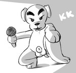 animal_genitalia balls electronics fully_sheathed genitals male microphone nude sheath solo white_body yosshidoragon animal_crossing nintendo k.k._slider canid canine canis domestic_dog mammal monochrome