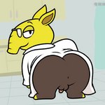 anthro anus balls barefoot bottomless brown_body brown_fur butt cabinet clothed clothing coat drawers eyewear feet fur genitals glasses inside lab_coat male penis snout solo tile topwear yellow_body yellow_fur nishi_oxnard nintendo pokemon doctor_drowzee drowzee generation_1_pokemon pokemon_(species) 1:1