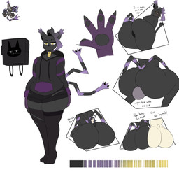 2_tails 3_toes 4_fingers absolute_territory ahoge ambiguous_gender anthro ass_to_ass bag bell bell_collar between_buttocks big_butt black_body black_fur black_hair blush bottomwear butt butt_shot butt_squish close-up clothing collar color_swatch comparing_butts dialogue dipstick_ears duo ear_markings ear_piercing eyebrow_piercing facesitting facial_piercing feet female female/female fingers fur hair hoodie huge_butt kneeling legwear male male/female markings micro multi_tail multicolored_ears nails nude pawpads piercing sharp_nails shorts simple_background sitting sitting_on_another squish stockings tail text thick_thighs toes topwear torn_clothing torn_legwear torn_stockings white_background wide_hips blazethefox bandai_namco digimon anon shaze blackgatomon_uver. digimon_(species) felid feline human mammal terriermon 1:1 absurd_res english_text hi_res model_sheet