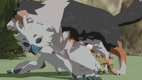 age_difference all_fours anal anal_penetration animal_genitalia animal_penis anthro anthro_on_feral anthro_penetrated balls beak bestiality black_body black_fur blue_eyes canine_genitalia canine_penis cheek_tuft doggystyle duo facial_tuft feral feral_penetrating feral_penetrating_anthro from_behind_position fur genitals grey_body knot knotted_penis looking_pleasured male male/male multicolored_body multicolored_fur orange_body orange_fur outside outside_sex penetration penis pinned pinned_to_ground plant sex sheath tuft white_body white_fur wings yellow_eyes young young_anthro young_male younger_penetrated furryfamine20 nintendo the_legend_of_zelda tulin_(tloz) avian canid canine canis domestic_dog hylian_retriever mammal rito 16:9 3d_(artwork) blender_(artwork) blender_eevee_(artwork) digital_media_(artwork) hi_res widescreen