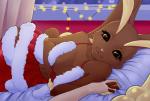 ambiguous_gender ambiguous_pov anthro anthrofied bed bottomwear breasts brown_body brown_fur christmas_lights cleavage clothed clothing curvy_figure eyelashes female female/ambiguous first_person_view fur furniture hand_holding human_on_anthro interspecies legwear lingerie looking_at_viewer on_bed pink_eyes pokephilia sexy_santa skirt smile solo thigh_highs kvasoly nintendo pokemon generation_4_pokemon human lagomorph lopunny mammal pokemon_(species) hi_res