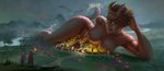 army big_breasts breasts destruction female fire group horn knight larger_female lying macro melee_weapon micro mountain nude plant polearm scenery size_difference smoke spear sword tail torch tree warrior weapon sasha_shkip demon humanoid mammal 2025 digital_media_(artwork)
