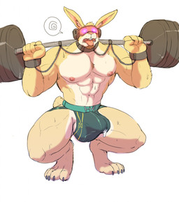 abs anthro balls barbell barbell_squats biceps big_bulge bodily_fluids bracelet bulge chain clothing collar dumbbell erection exercise facial_hair genital_fluids genitals glowing glowing_eyes goatee hypnosis hypnotic_visor jewelry jockstrap male mind_control muscular muscular_male muscular_sub navel nipples open_mouth pecs precum precum_through_clothing precum_through_jockstrap precum_through_underwear solo spiral squats submissive submissive_male sweat tongue tongue_out underwear weightlifting weights wet wet_clothing workout hyenaface helix_hare lagomorph mammal 2021 hi_res story story_in_description