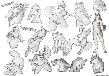 ambiguous_gender animal_genitalia animal_vulva anthro areola breasts butt canine_genitalia canine_vulva clothed clothed_anthro clothed_female clothing dialogue duo female feral front_view fur genitals grey_body grey_fur grey_tail horn kneeling looking_at_viewer lying masturbation nipples nude nude_anthro nude_female on_back simple_background smile solo standing tail teeth text tongue vulva white_background lizet mythology alyssa_(lizet) vera_(lizet) canid canine canis dragon gilded_dragon mammal mythological_creature mythological_scalie scalie wolf 2025 artist_name dated digital_drawing_(artwork) digital_media_(artwork) english_text flat_colors greyscale monochrome multiple_images sketch sketch_page