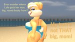 anthro beach big_breasts big_butt blonde_hair breasts butt clothing dialogue female hair holding_butt mature_female one-piece_swimsuit open_mouth open_smile outside pupils smile solo swimwear text papadragon69 the_looney_tunes_show warner_brothers patricia_bunny lagomorph leporid mammal rabbit 16:9 3d_(artwork) digital_media_(artwork) english_text hi_res widescreen