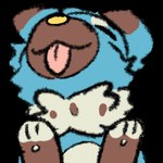 ambiguous_gender blue_body blue_fur brown_body brown_fur emoticon feral fur smile solo bloowolfy nintendo pokemon aries_(bloowolfy) canid canine generation_7_pokemon mammal pokemon_(species) rockruff shiny_pokemon 1:1 alpha_channel bust_portrait low_res portrait thumbnail female_(lore)