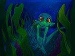 3_toes 4_fingers algae anthro curious eyebrows feet fin fingers freckles kelp long_tail looking_at_viewer male plant tail toes underwater water yellow_sclera young cactisun disney luca_(pixar) pixar luca_paguro marine sea_monster 2021 4:3