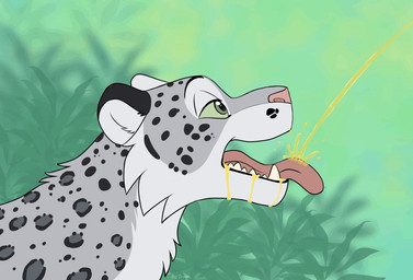 bodily_fluids female feral feral_peed_on fur genital_fluids open_mouth outside peeing plant spots tongue tongue_out urine urine_in_mouth urine_on_tongue urine_stream watersports dishka kieran_(homphs) felid mammal pantherine snow_leopard animated digital_media_(artwork)