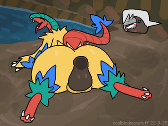 3_toes anal anal_penetration backsack ball_slap balls balls_touching big_butt big_penis brown_body butt cave claws darkened_balls darkened_genitalia erection feet from_behind_position genitals huge_penis long_penis long_tail looking_back looking_pleasured lying male male/male male_penetrated male_penetrating male_penetrating_male on_front penetration penile penile_penetration penis penis_in_ass perineum rear_view sex sharp_teeth slap tail teeth text toe_claws toes tongue tongue_out water yellow_body coolbirdmanstuff nintendo pokemon archeops excadrill fossil_pokemon generation_5_pokemon pokemon_(species) 2025 4:3 animated artist_name dated loop