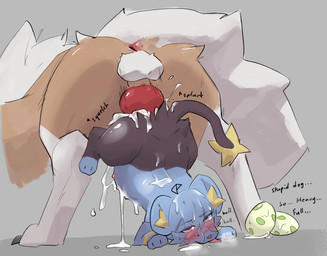 after_transformation ahoge animal_genitalia anus ass_to_ass ass_up balls black_body black_fur black_tail blue_body blue_fur blue_hair blue_paws blush blush_lines bodily_fluids breath brown_body brown_fur butt claws cum cum_on_butt cum_on_ground cum_overflow dialogue dipstick_tail duo ear_tuft egg eye_roll eyewear female feral fur gender_transformation genital_fluids genitals glasses hair inner_ear_fluff kemono knot knotted_penis lying male male/female markings multicolored_body multicolored_fur on_front onomatopoeia panting penis pregnant pregnant_female pregnant_feral raised_tail round_glasses sex sheath simple_background size_difference sound_effects tail tail_markings text thrust_lines thrusting transformation tuft white_balls white_body white_fur white_legs white_sclera white_tail yellow_inner_ear_fluff yellow_tail_tip snepause nintendo pokemon shen_(snepause) generation_4_pokemon generation_7_pokemon lycanroc midday_lycanroc pokemon_(species) shinx english_text