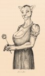 anthro dirndl female gem holding_object jewelry mature_female necklace pearl_(gem) pearl_necklace solo diorionarh cougar felid feline mammal 3:5 cross-hatching hatching_(art) hi_res shaded