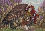 2007 anthro armor felid female green_eyes hair mammal melee_weapon red_hair solo stephanie_lynn sword weapon wings