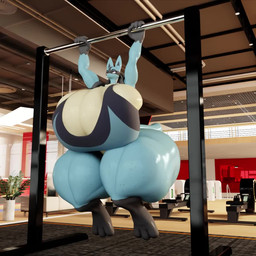 3_toes 4_fingers anthro athletic big_breasts big_butt bikini bikini_bottom blue_body blue_fur bodily_fluids bra breasts butt cleavage clothed clothing exercise feet female fingers fur glistening glistening_body gym huge_breasts huge_butt huge_hips huge_thighs hyper hyper_breasts hyper_hips hyper_thighs pull_up_bar red_eyes solo sports_bra sweat swimwear thick_thighs toes toned_body two-piece_swimsuit underwear wide_hips darkdraketom nintendo pokemon lulu_(darkdraketom) generation_4_pokemon lucario pokemon_(species) 1:1 3d_(artwork) 3d_animation animated blender_(artwork) digital_media_(artwork) hi_res no_sound short_playtime video
