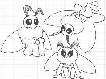 ambiguous_gender antennae_(anatomy) anthro biped black_eyes black_sclera fluffy fur insect_wings lepidopteran_wings looking_down looking_up lying nude_anthro on_back solo spread_wings wings nobuddy fluff_(nobuddy) arthropod insect lepidopteran moth monochrome