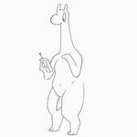 anthro genitals long_neck male penis solo thick_thighs toony nezzieplump mythology dinosaur dragon mythological_creature mythological_scalie prehistoric_species reptile scalie 1:1 2d_animation animated loop low_res monochrome short_playtime