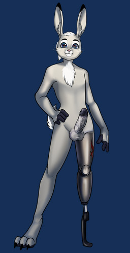 anthro balls biped blue_eyes chest_tuft digitigrade dipstick_ears doll_joints ear_markings erection front_view genitals glans hand_on_hip inner_ear_fluff looking_at_viewer male male_anthro multicolored_body multicolored_ears multicolored_eyes nude nude_anthro nude_male penis pink_nose pose prosthetic prosthetic_leg prosthetic_limb scut_tail short_tail smile solo standing tail tuft two_tone_body two_tone_eyes vein veiny_penis velnya whiskers davyonmartz labyrinth_of_refrain nippon_ichi_software lagomorph leporid mammal rabbit 2019 absurd_res alpha_channel digital_drawing_(artwork) digital_media_(artwork) full-length_portrait hi_res portrait shaded soft_shading