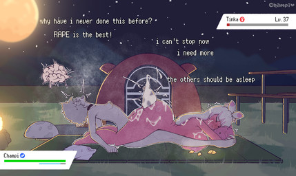 after_rape after_sex aftermath basket bedding big_breasts big_butt blanket bodily_fluids breast_squish breasts breath butt campfire camping camping_tent choker container cum cum_in_ass cum_inside dialogue duo ejaculation female femboy forced from_behind_position fungus genital_fluids genitals gynomorph gynomorph/female hair hot_dogging hud human_penetrating impregnation intersex intersex/female interspecies jewelry long_hair lying mushroom necklace night nipples not_furry nude nude_female nude_male on_front onomatopoeia ovum panting penetration penis picnic_basket pokephilia rape sex side_view size_difference sleep_molestation sleep_sex sleeping sleeping_bag small_breasts sound_effects sperm_cell squish steam steamy_breath text vaginal x-ray_view champaanimation nintendo pokemon champi generation_9_pokemon human humanoid mammal pokemon_(species) tinkaton english_text