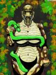 anthro big_breasts blue_eyes breast_squish breasts brown_body brown_scales censored_nipples convenient_censorship curvy_figure duo eye_contact female feral forked_tongue genitals green_body green_eyes green_scales huge_breasts inviting looking_at_another looking_at_viewer maple_leaf no_sclera non-mammal_breasts nude pupils pussy scales seductive squish tongue tongue_out yellow_body yellow_scales felixspeagel python reptile scalie snake 3:4 censored hi_res