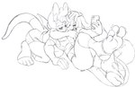 anthro big_feet blush duo electronics feet female hug huge_feet male male/female phone selfie wiggling_toes kamiveicht mythology cheetah dragon felid feline mammal mythological_creature mythological_scalie scalie hi_res