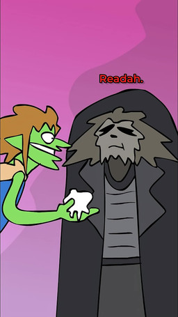 2_horns anthro armor beard black_clothing black_coat black_eyebrows black_nose black_topwear bloodshot_eyes blue_clothing blue_topwear blue_vest bodily_fluids book_in_mouth brown_body brown_fur brown_hair brown_suspenders clothed clothed_anthro clothed_humanoid clothed_male clothing coat countershading dialogue dirt english_accent eyebrows facial_hair fully_clothed fully_clothed_anthro fully_clothed_humanoid fully_clothed_male fur fur_trim_(clothing) gauntlets gesture gloves green_body green_skin green_text grime group hair hand_gesture handwear hat headgear headwear horn humanoid_pointy_ears humor laugh long_hat looking_at_another male male_anthro male_humanoid nervous nervous_sweat open_mouth open_smile orange_body orange_fur paper pointy_ears purple_clothing purple_hat purple_headwear purple_suit purple_top_hat red_beard red_body red_clothing red_facial_hair red_hair red_horn red_shirt red_skin red_text red_topwear sad shirt simple_eyes smile smug smug_face snot southern_accent suit suspenders sweat talking_to_another tan_body tan_clothing tan_countershading tan_fur tan_shirt tan_topwear teeth text thumbs_up topwear vest shoocharu dungeons_and_dragons hasbro legends_of_avantris muppets wizards_of_the_coast gideon_coal gricko_grimgrin kremy_lecroux morning_frost torbek bugbear crocodilian felid fire_genasi genasi goblin humanoid lizardman mammal muppet pantherine reptile scalie tabaxi tiger 2025 2d_animation 9:16 adobe_animate_(artwork) animated digital_media_(artwork) english_audio english_description english_text hi_res long_playtime sound subtitled video voice_acted