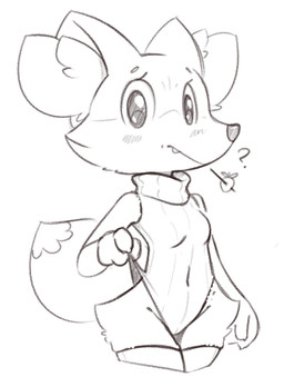 anthro breasts clothing clothing_pull confusion dipstick_tail female legwear leotard leotard_pull markings sleeveless_clothing small_breasts solo sweater tail tail_markings thigh_highs topwear young theartmanor nintendo pokemon parfait_(theartmanor) fennekin generation_6_pokemon pokemon_(species)