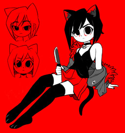 absolute_territory alternative_fashion bell bell_collar black_clothing black_hair black_legwear black_stockings bottomwear clothed clothing collar emo female fully_clothed hair holding_object jacket knife legwear red_background red_bottomwear red_clothing red_skirt shirt short_hair simple_background skirt solo stockings tank_top topwear gaturo marie_(gaturo) animal_humanoid cat_humanoid felid felid_humanoid feline feline_humanoid humanoid mammal mammal_humanoid 2020 absurd_res full-length_portrait hi_res line_art portrait red_theme restricted_palette