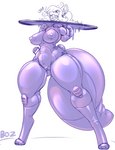 2018 animate_inanimate annoyed anthro bdsm big_breasts blush bondage bose bound breasts canid canine cocoa_(dragonmegaxx) digital_media_(artwork) exclamation_point female fox gag gagged genitals hair handle hi_res hoop inflatable latex living_inflatable mammal nipples pussy ring ring_gag simple_background solo standing submissive submissive_female transformation transformation_ring white_background wide_hips