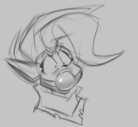 angry anthro ball_gag fangs female fur gag sharp_teeth solo teeth oddjuice activision crash_bandicoot_(series) pirate_tawna bust_portrait monochrome portrait sketch