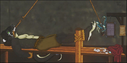 5_toes anthro barefoot bdsm bodily_fluids bondage bottomwear bound clenched_teeth clothing countershade_feet countershading dungeon feet foot_fetish foot_focus hands_behind_back legs_up lying male on_back plantigrade predicament_bondage prisoner restraints rope soles solo submissive submissive_male tears teeth tickle_torture tickling toes wanderer1988 mythology darko_(barefootslavedragon) dragon mythological_creature mythological_scalie reptile scalie 2:1 absurd_res hi_res nonbinary_(lore)