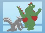 anthro belly big_belly butt duo male male/male overweight overweight_anthro overweight_male presenting presenting_hindquarters raised_tail tail monochromemephit mythology ray_rhythmus dragon mammal mephitid mythological_creature mythological_scalie scalie skunk hi_res