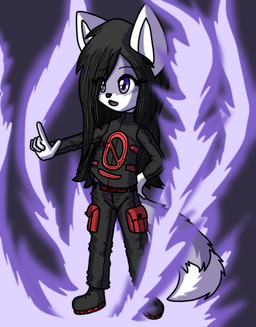 anthro black_hair boots bottomwear cargo_pants casting_spell clothing female footwear fur gesture hair hair_over_eye hand_gesture loli long_hair long_pants open_mouth pants pointing pointing_at_another purple_body purple_eyes purple_fur shoes solo standing young young_anthro dragojin_(artist) aurora_phoenix canid canine fox mammal phoenix_blood hi_res